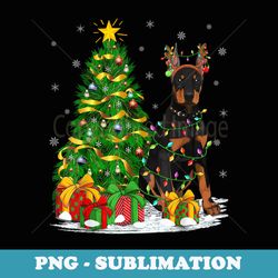 doberman dog lover matching xmas lighting doberman christmas - png transparent sublimation design