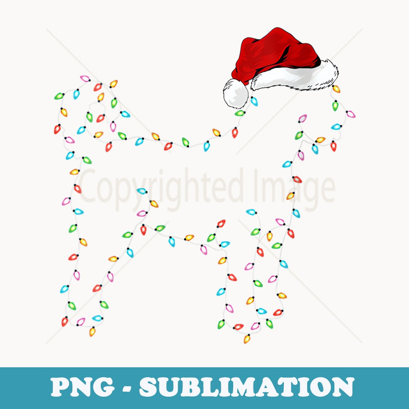 s Funny Xmas Lighting Santa Hat Goldendoodle Dog Christmas - PNG Sublimation Digital Download