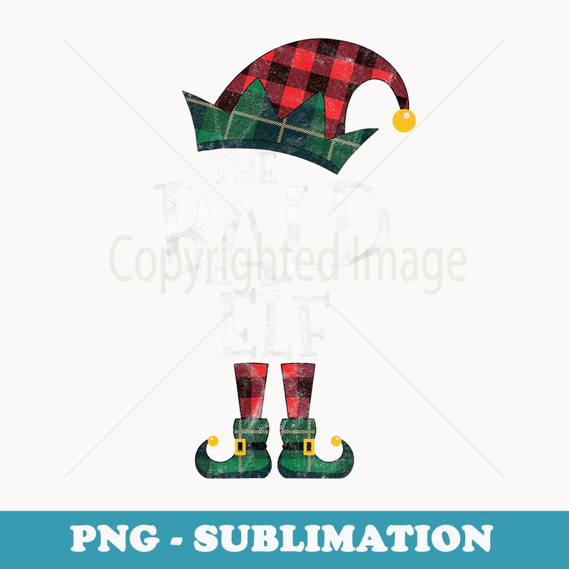The Bald Elf Matching Family Group Funny Christmas Xmas - Vintage Sublimation PNG Download