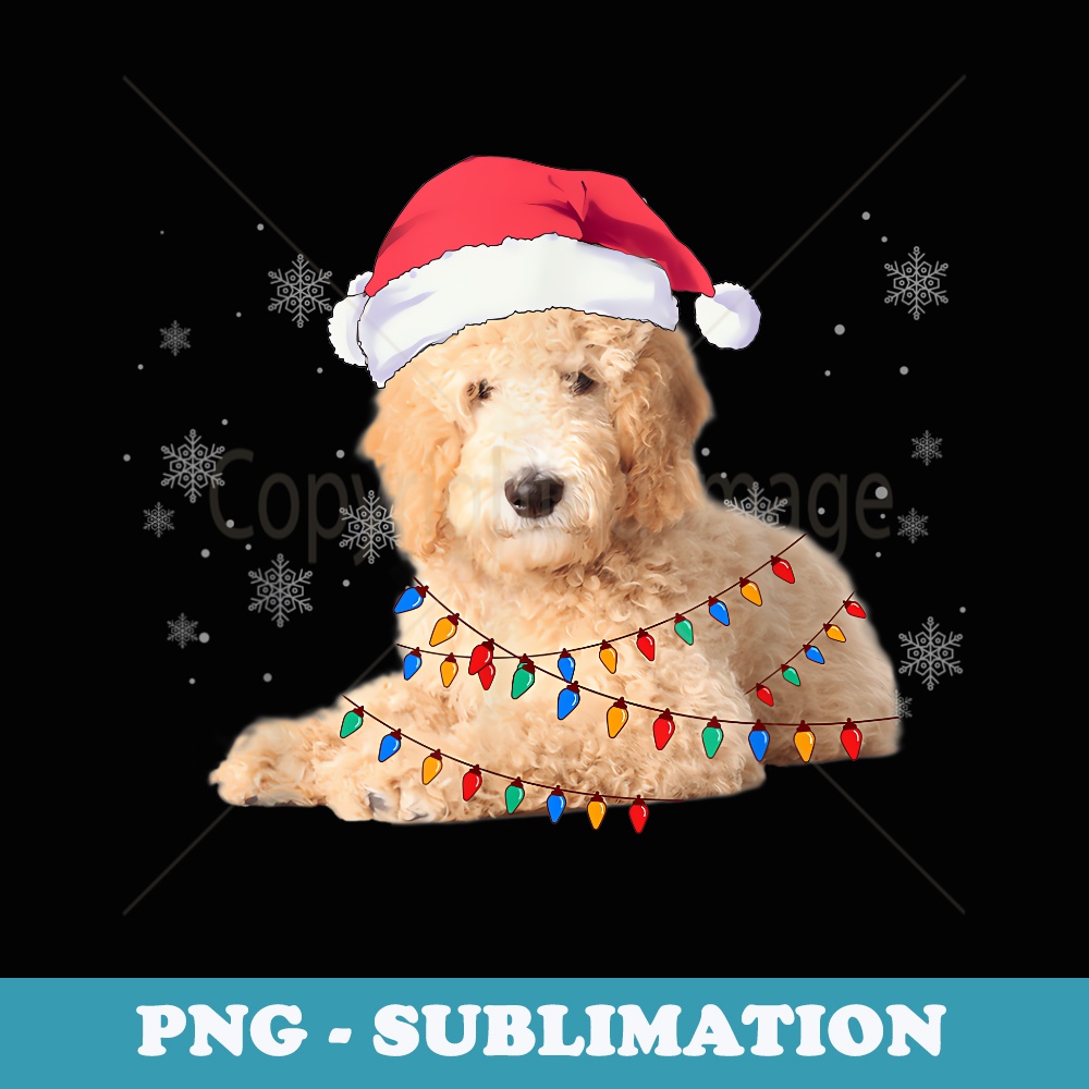 Goldendoodle Christmas Santa Hat Lights Pajama s - Retro PNG Sublimation Digital Download