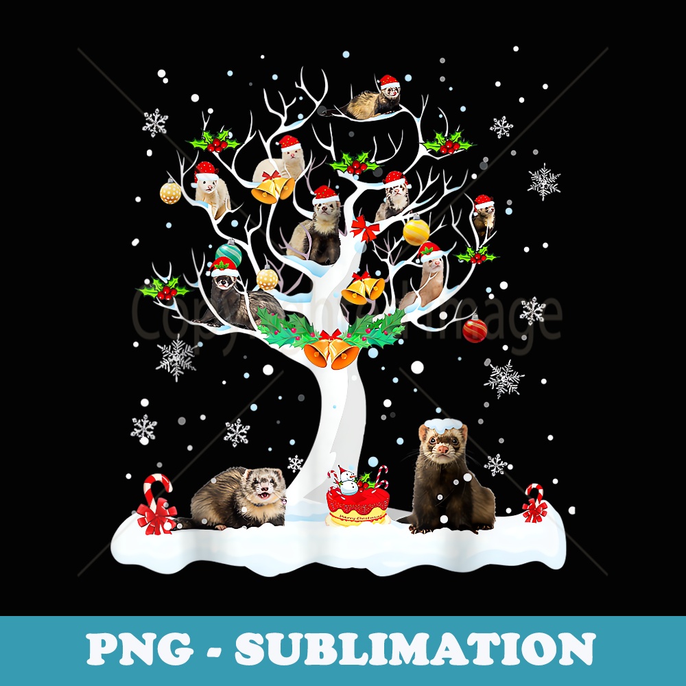 Ferret Christmas Tree Decoration Xmas Snow Santa Claus - Exclusive PNG Sublimation Download
