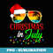 Christmas in July Santa Hat Sunglasses Summer Vacation - Signature Sublimation PNG File