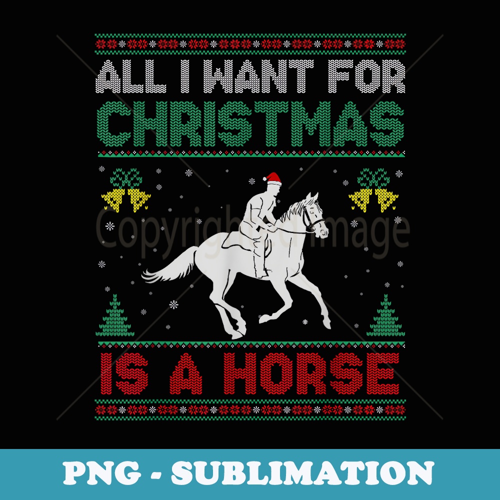 All I Want For Christmas Is A Horse Ugly er - Unique Sublimation PNG Download
