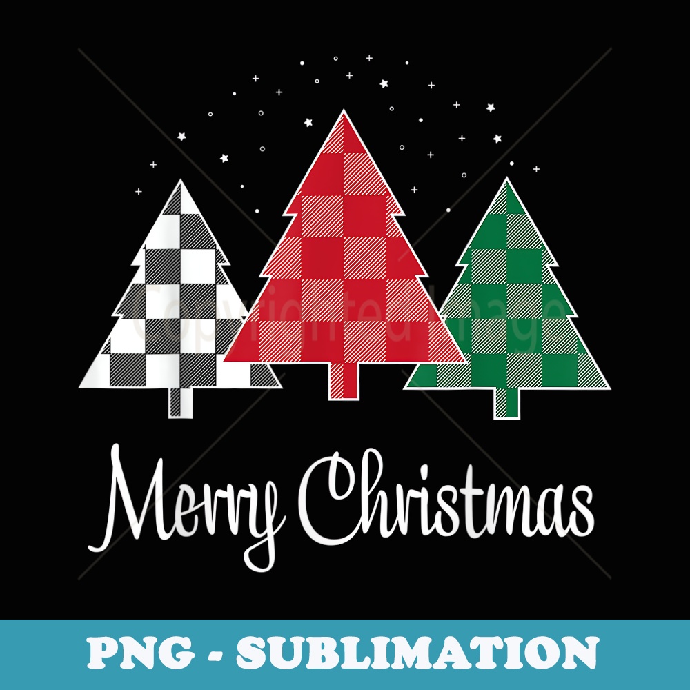 Merry Christmas Plaid Trees XMAS - PNG Transparent Sublimation File