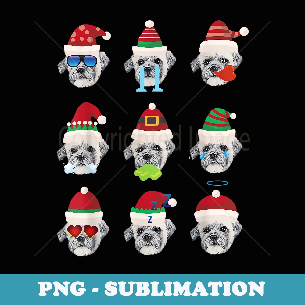 Lovely SHICHON Dog Faces Santa Costume Merry Xmas T - Artistic Sublimation Digital File