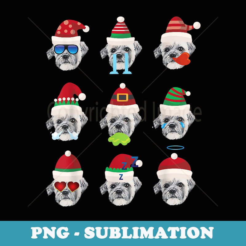 Lovely SHICHON Dog Faces Santa Costume Merry Xmas T - Artistic Sublimation Digital File