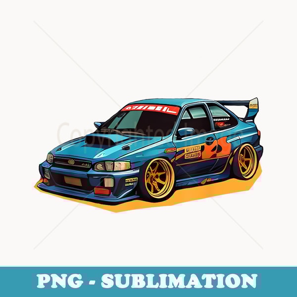 Sports Car Drift 90s Retro Cartoon Japanese - Modern Sublimation PNG File