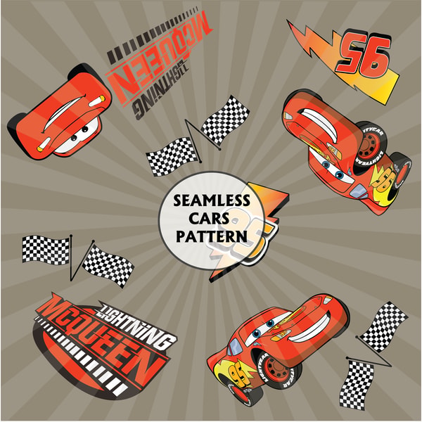 Disney Cars Pattern Mc Queen Lightning Seamless Pattern, Cars Seamless Pattern, | Inspire ...