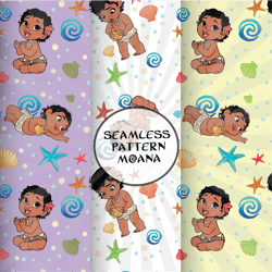 moana seamless pattern, moana png, moana digital paper
