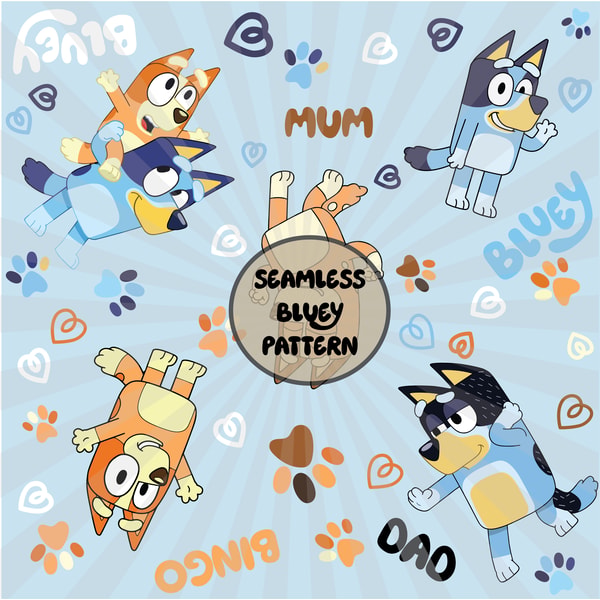 Bluey Seamless Pattern, Bluey Png, Bluey Digital Paper, Blue | Inspire ...