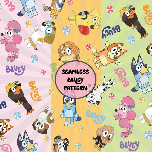 Bluey Seamless Pattern, Bluey Png, Bluey Digital Paper, Blue | Inspire ...