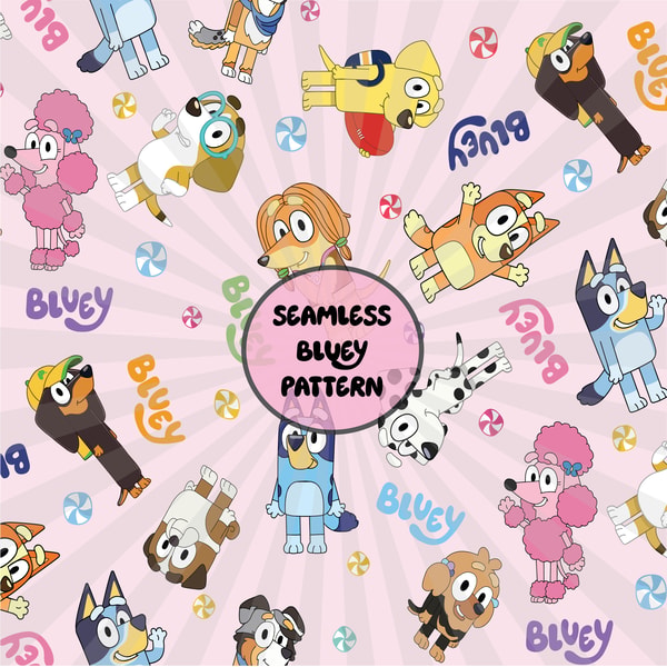 Bluey Seamless Pattern, Bluey Png, Bluey Digital Paper, Blue | Inspire ...