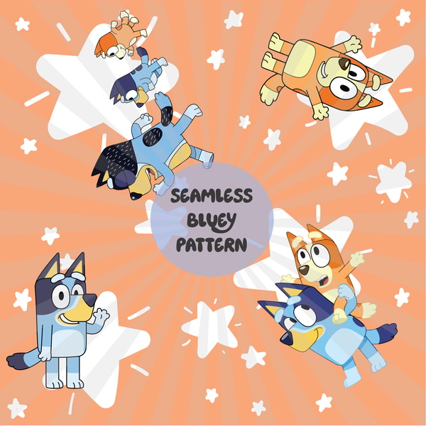 Bluey Seamless Pattern, Bluey Png, Bluey Digital Paper, Blue | Inspire ...