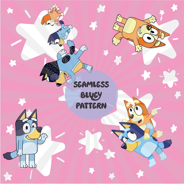 Bluey Seamless Pattern, Bluey Png, Bluey Digital Paper, Blue | Inspire ...