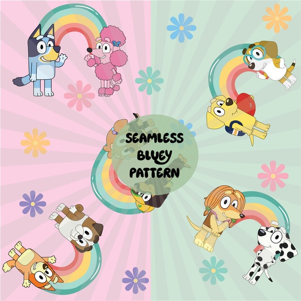 Bluey Seamless Pattern, Bluey Png, Bluey Digital Paper, Blue - Inspire ...