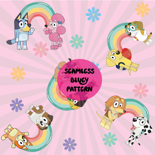 Bluey Seamless Pattern, Bluey Png, Bluey Digital Paper, Blue - Inspire ...