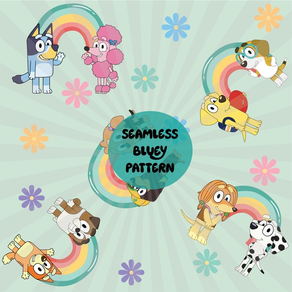 Bluey Seamless Pattern, Bluey Png, Bluey Digital Paper, Blue - Inspire ...