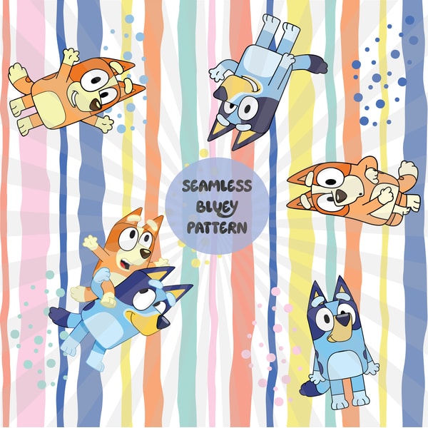 Bluey Seamless Pattern, Bluey Png, Bluey Digital Paper, Blue | Inspire ...
