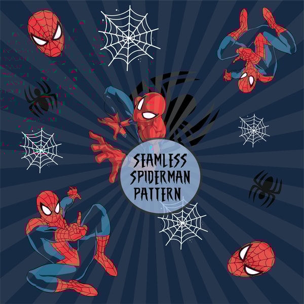 Spiderman Seamless Pattern, Spiderman Png, Spiderman Digital - Inspire ...