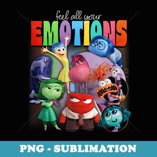 Disney Pixar Inside Out 2 Feel All Your Emotions Vintage - Modern Sublimation PNG File