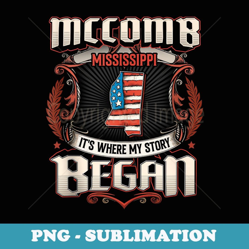 McComb Mississippi USA Flag 4th Of July - Unique Sublimation PNG Download
