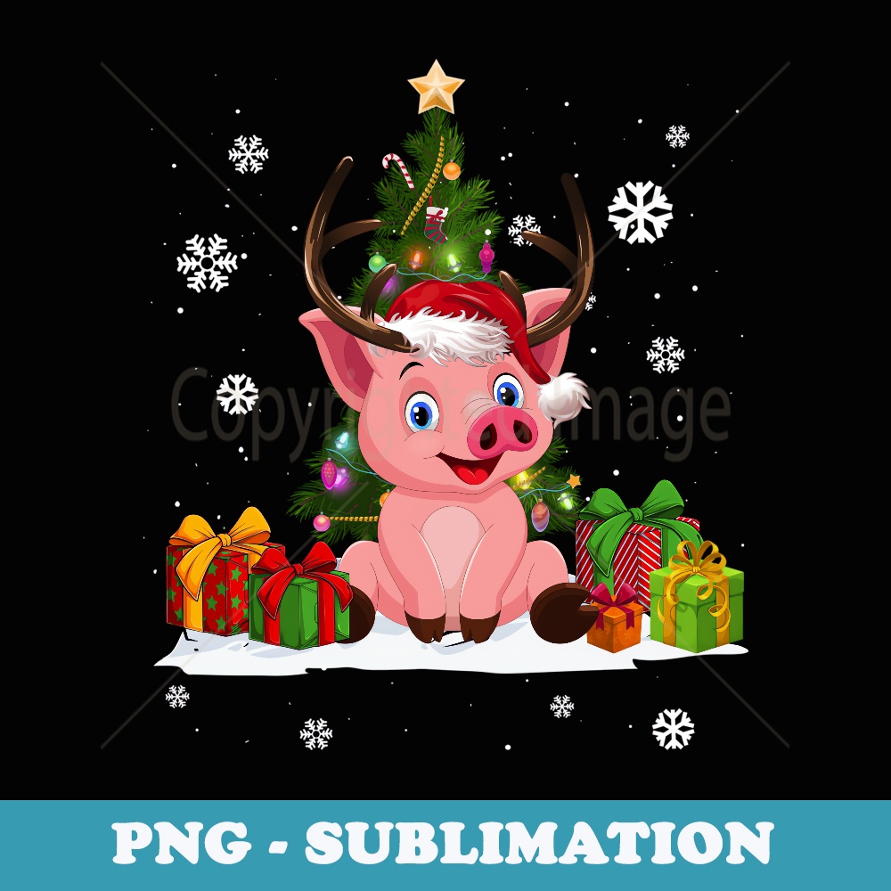 Funny Reinder Pig Lovers Santa hat Ugly Christmas er - Premium Sublimation Digital Download
