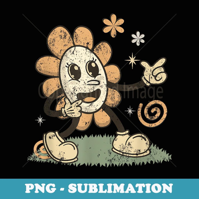Funny Cartoon Flower Finger-Gun Bam Hand Gesture Vintage - Special Edition Sublimation PNG File