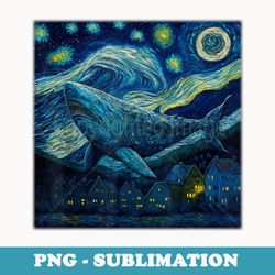 surrealism starry night greenland shark - unique sublimation png download