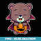 Chibi Vampire Halloween Costume Bear with Jack-o-Lantern - Unique Sublimation PNG Download