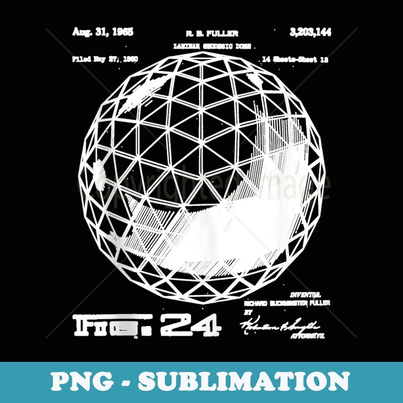 Buckminster Fuller Geodesic Patent Engineering Science Math - PNG Sublimation Digital Download
