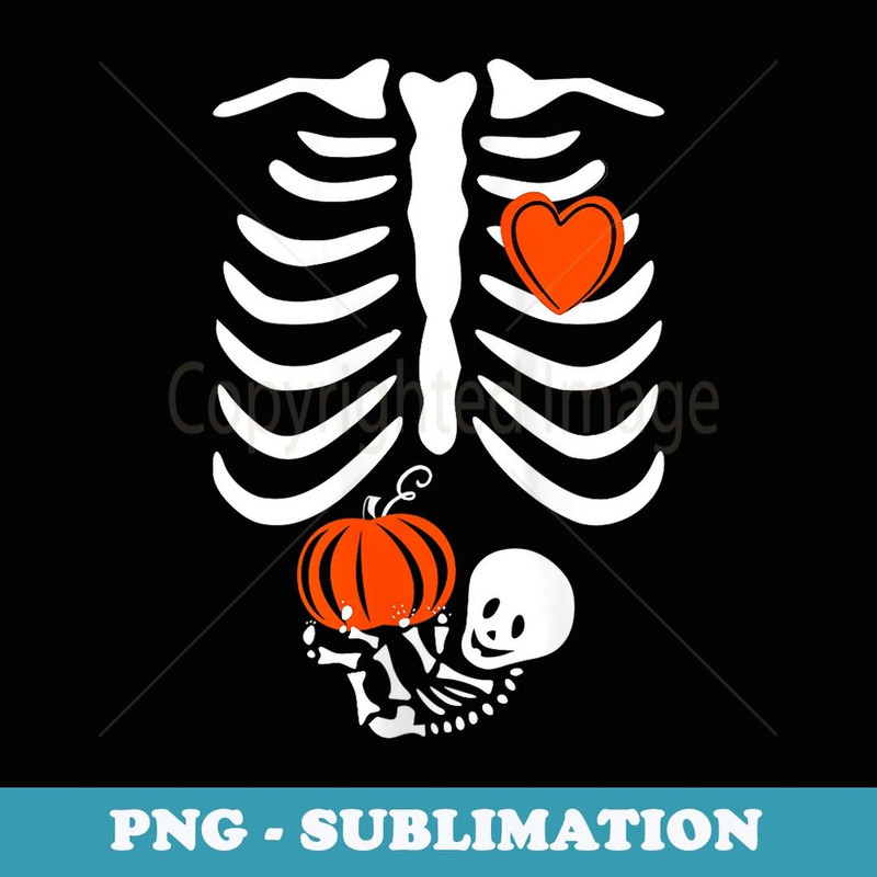 Halloween Pregnancy Announcement Skeleton with Baby Costume - Sublimation Digital Download