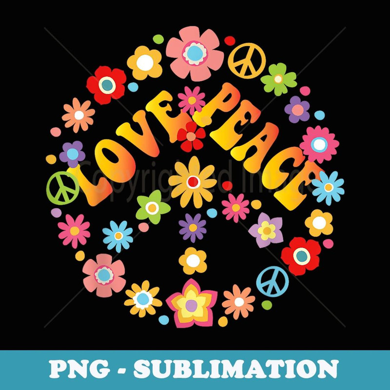 PEACE LOVE 60s 70s Tie Dye Hippie Halloween Costume - Sublimation PNG File