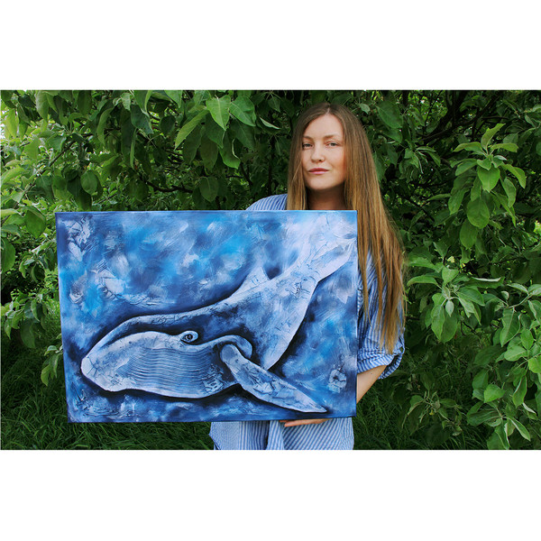 Whale Painting Fish Original Art Underwater Wall Art Maritime Artwork — копия (5).jpg