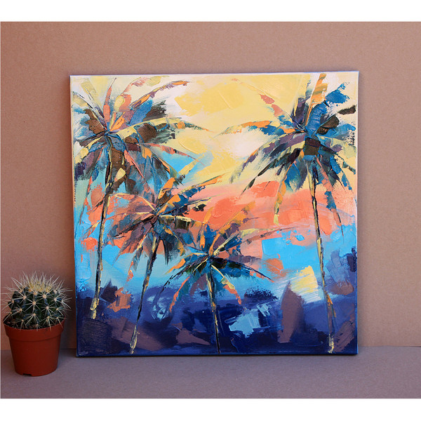 Palm Tree Painting Landscape Original Art Impasto Artwork Oil Canvas — копия.jpg