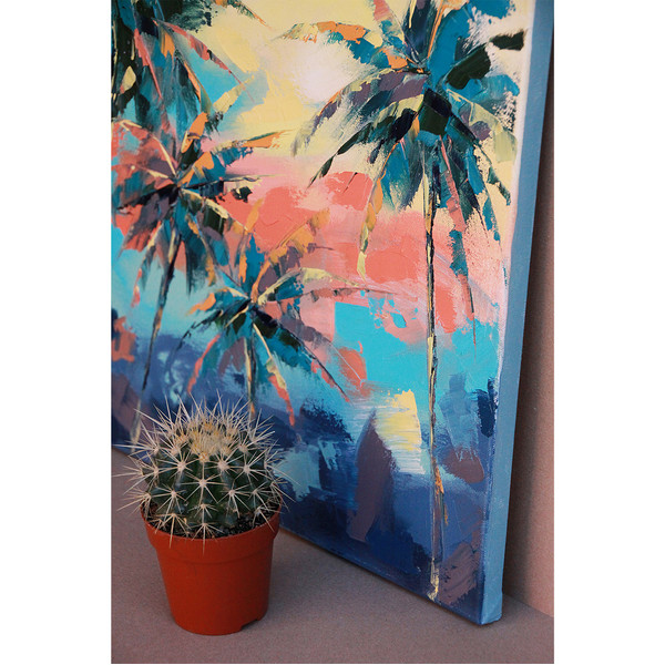 Palm Tree Painting Landscape Original Art Impasto Artwork Oil Canvas — копия (4).jpg