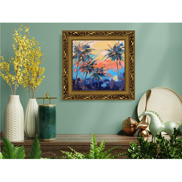 Palm Tree Painting Landscape Original Art Impasto Artwork Oil Canvas — копия (6).jpg