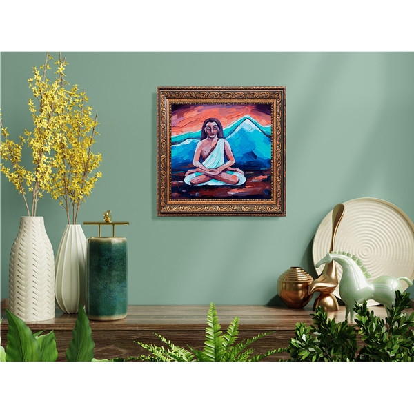 Yoga Painting Meditation Original Art Nepal Artwork Mahavatar Babaji — копия (7).jpg