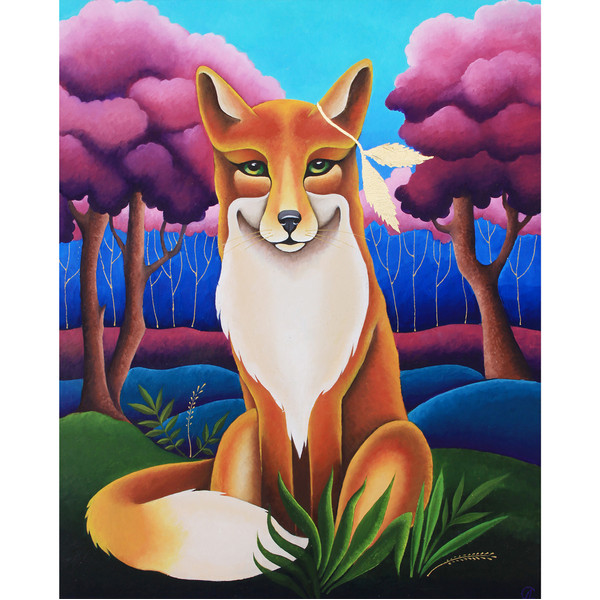 Fox painting Animal artwork Kids room art Original art — копия (2).jpg