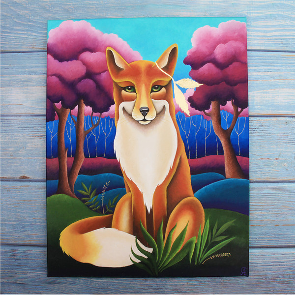 Fox painting Animal artwork Kids room art Original art — копия (3) — копия.jpg