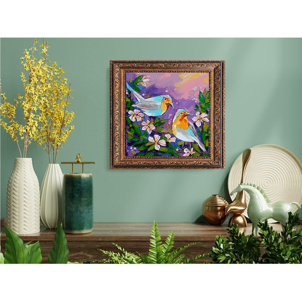 Bird Painting Floral Original Art Farm Artwork Impasto Wall Art — копия.jpg