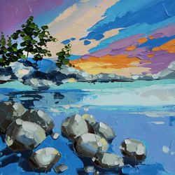 Lake Tahoe Painting landscape Original Art Impasto Artwork California Wall Art ARTbyAnnaSt