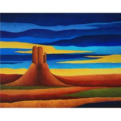 Arizona Painting Desert Original Art Abstract Landscape Oil Painting Canvas 16 by 20 inches