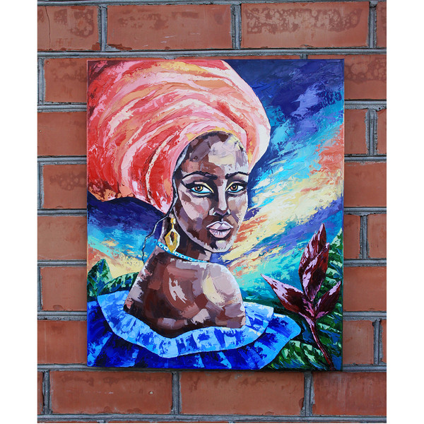 African Woman Painting Interior Original Art Africa Wall Art Home Decor — копия (3).jpg