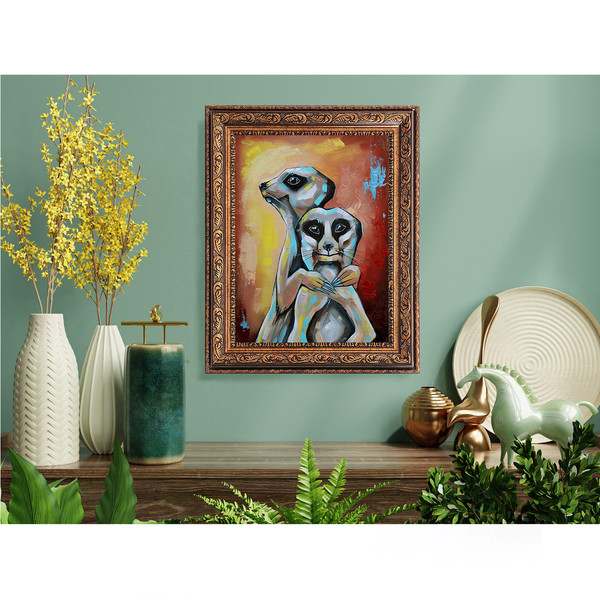 Meerkats Painting Animal Original Art African Artwork Oil Canvas — копия (8).jpg