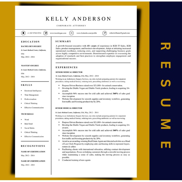 ATS Compliant Resume template word file, CV word template, c Inspire
