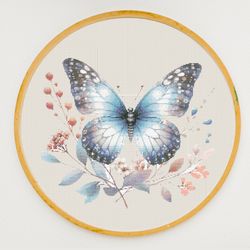 pastel blue butterfly cross stitch embroidery pdf stitching pattern