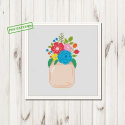 cross stitch flowers pattern easy modern