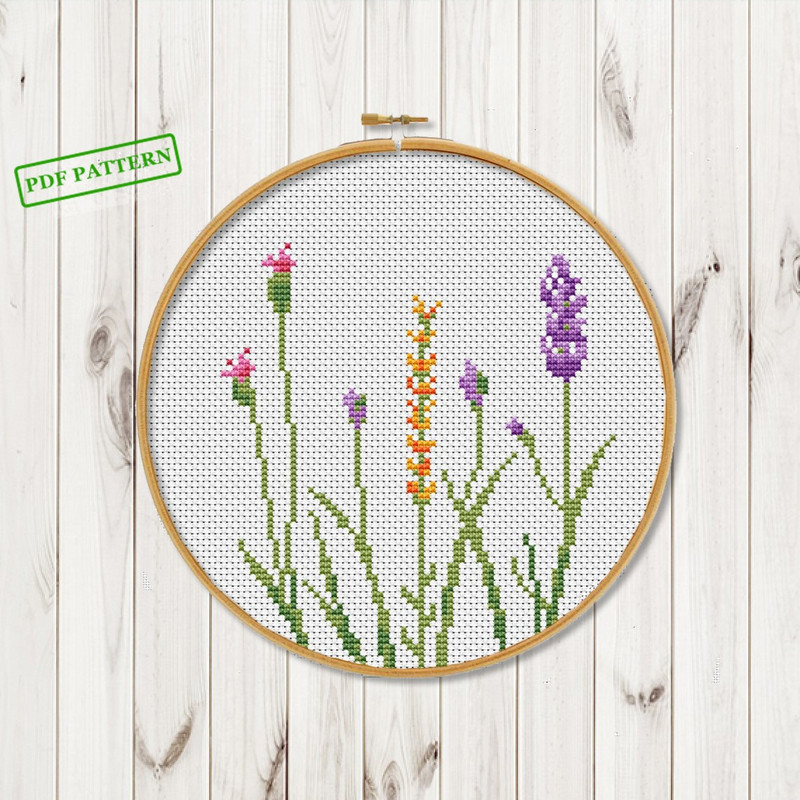 Cross Stitch Flowers Pattern Hoop Art Cross Stitch Pattern Wildflowers Xstitch 0
