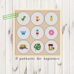 cross stitch for beginners pattern cute easy pattern cross stitch set modern download mini xstitch fox pinapple camp