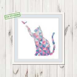 cross stitch modern geometric pattern cat cross stitch pdf pattern geometric animals xstitch pdf